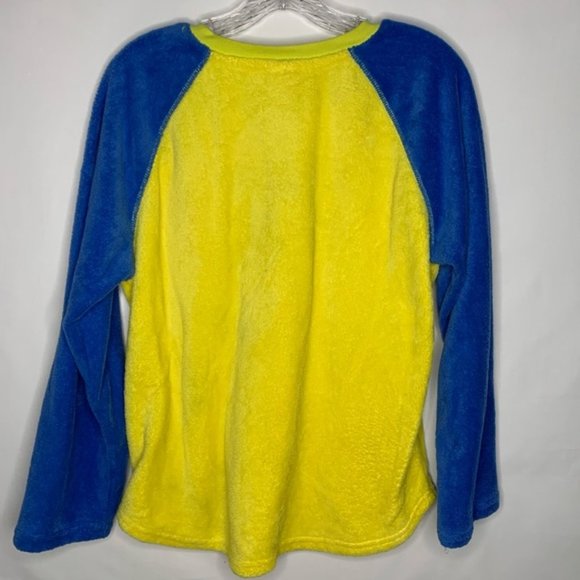 Despicable Me Yellow Blue Fleece Minion Long Sleeve Pajama Top L 12-14 - Picture 4 of 6